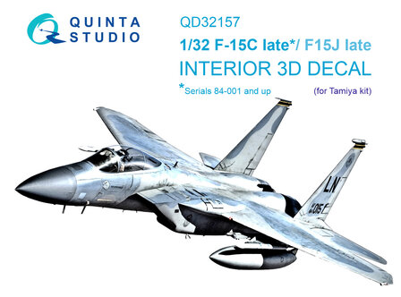 Quinta Studio QD32157 - F-15C Late/F-15J late 3D-Printed &amp; coloured Interior on decal paper (for Tamiya kit) - 1:32