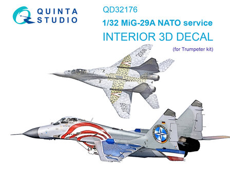 Quinta Studio QD32176 - MiG-29A NATO service 3D-Printed &amp; coloured Interior on decal paper (for Trumpeter kit) - 1:32