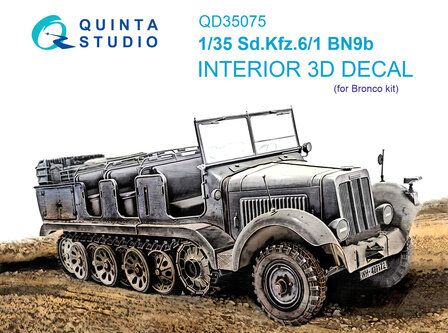 Quinta Studio QD35075 - Sd.Kfz.6-1 BN9b 3D-Printed &amp; coloured Interior on decal paper (for Bronco kit) - 1:35