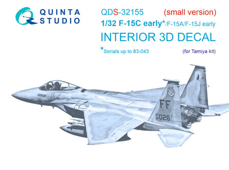 Quinta Studio QDS-32155 - F-15C Early/F-15A/F-15J early 3D-Printed &amp; coloured Interior on decal paper (for Tamiya kit) - Small Version - 1:32