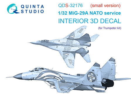 Quinta Studio QDS-32176 - MiG-29A NATO service 3D-Printed &amp; coloured Interior on decal paper (for Trumpeter kit) - Small Version - 1:32