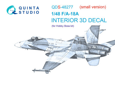 Quinta Studio QDS-48277 - F/A-18? 3D-Printed &amp; coloured Interior on decal paper (for HobbyBoss kit) - Small Version - 1:48