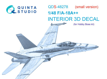 Quinta Studio QDS-48278 - F/A-18A++ 3D-Printed &amp; coloured Interior on decal paper (for HobbyBoss kit) - Small Version - 1:48