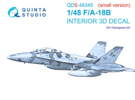 Quinta Studio QDS-48345 - F/A-18B 3D-Printed &amp; coloured Interior on decal paper (for Hasegawa kit) - Small Version - 1:48