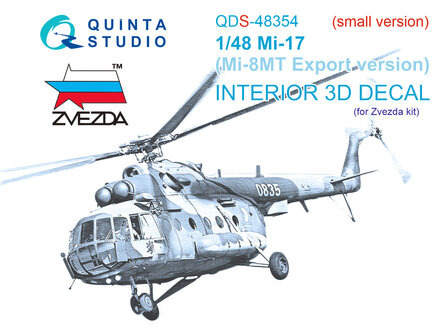 Quinta Studio QDS-48354 - Mi-17 (Mi-8MT Export version) 3D-Printed &amp; coloured Interior on decal paper (for Zvezda kit) - Small Version - 1:48