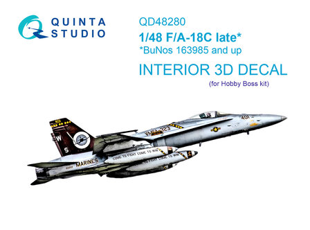 Quinta Studio QD48280 - F/A-18C late 3D-Printed &amp; coloured Interior on decal paper (for HobbyBoss) - 1:48