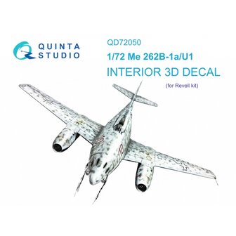 Quinta Studio QD72050 - Me-262B-1a/U1 3D-Printed &amp; coloured Interior on decal paper (for Academy kit) - 1:72