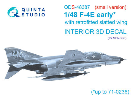 Quinta Studio QDS-48387 - F-4E early with slatted wing 3D-Printed &amp; coloured Interior on decal paper (for Meng kit) - Small Version - 1:48