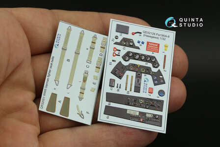 Quinta Studio QD32126 - FW 190A-8  3D-Printed &amp; coloured Interior on decal paper (for Hasegawa kit) - 1:32