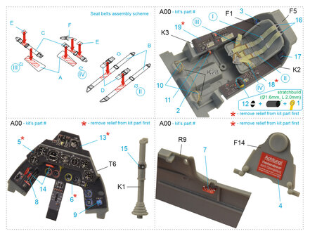 Quinta Studio QD32126 - FW 190A-8  3D-Printed &amp; coloured Interior on decal paper (for Hasegawa kit) - 1:32