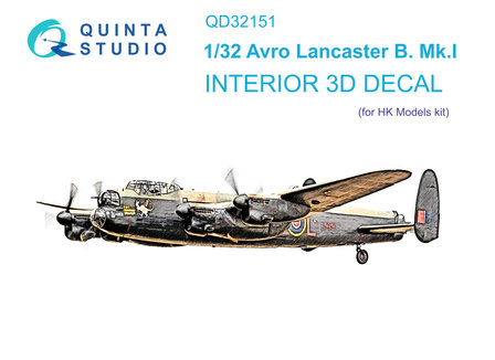 Quinta Studio QD32151 - Avro Lancaster B. Mk.I 3D-Printed &amp; coloured Interior on decal paper (for HK Model kit) - 1:32