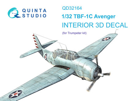 Quinta Studio QD32164 - TBF-1C Avenger 3D-Printed &amp; coloured Interior on decal paper (for Trumpeter kit) - 1:32