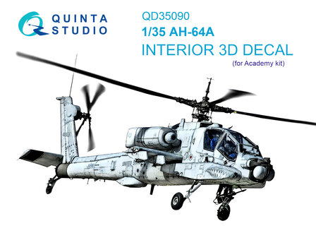 Quinta Studio QD35090 - AH-64A 3D-Printed &amp; coloured Interior on decal paper (for Academy kit) - 1:35