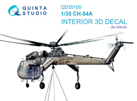 Quinta Studio QD35100 - CH-54A 3D-Printed &amp; coloured Interior on decal paper (for ICM kit)- 1:35