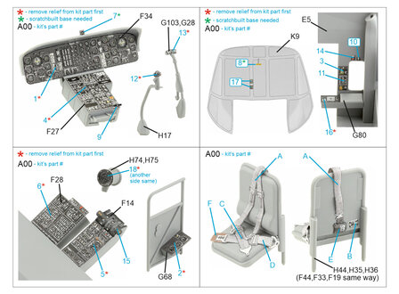 Quinta Studio QD35100 - CH-54A 3D-Printed &amp; coloured Interior on decal paper (for ICM kit)- 1:35