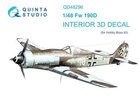 Quinta Studio QD48296 - FW 190D-9 3D-Printed &amp; coloured Interior on decal paper (for HobbyBoss kit) - 1:48