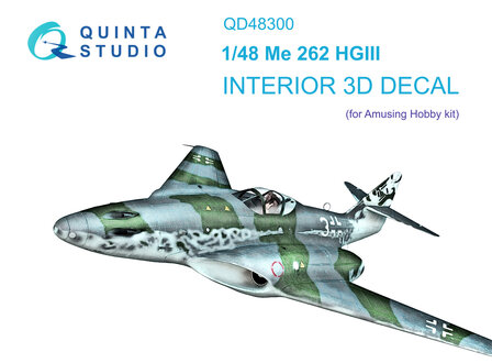 Quinta Studio QD48300 - Me 262 HGIII 3D-Printed &amp; coloured Interior on decal paper (for Amusing Hobby) - 1:48