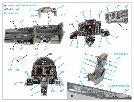 Quinta Studio QD48341 - F-4G early 3D-Printed &amp; coloured Interior on decal paper  (for Meng kit) - 1:48