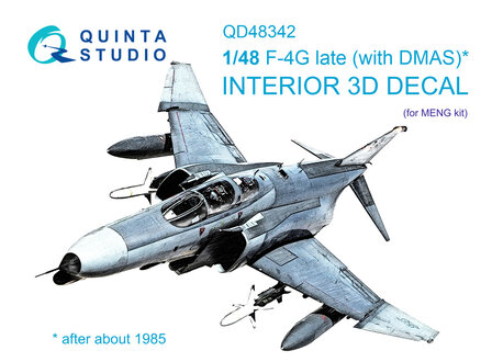 Quinta Studio QD48342 - F-4G late 3D-Printed &amp; coloured Interior on decal paper  (for Meng kit) - 1:48