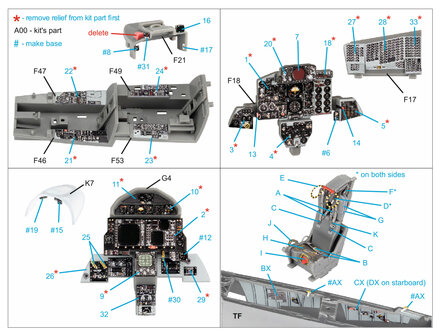 Quinta Studio QD48342 - F-4G late 3D-Printed &amp; coloured Interior on decal paper  (for Meng kit) - 1:48