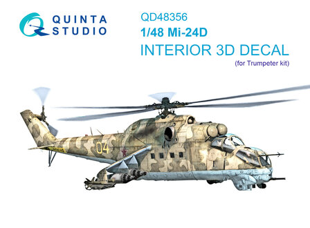 Quinta Studio QD48356 - Mi-24D 3D-Printed &amp; coloured Interior on decal paper (for Trumpeter kit) - 1:48