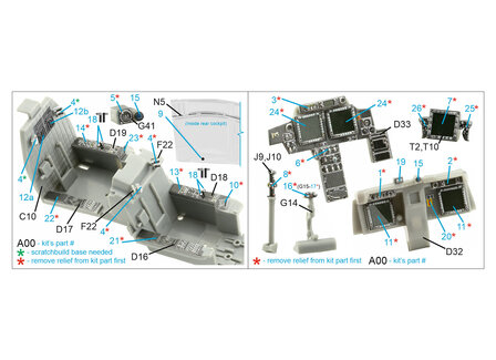 Quinta Studio QDS-48375 - AH-64E 3D-Printed &amp; coloured Interior on decal paper (for Hasegawa kit) - Small Version - 1:48