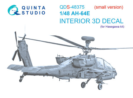 Quinta Studio QDS-48375 - AH-64E 3D-Printed &amp; coloured Interior on decal paper (for Hasegawa kit) - Small Version - 1:48