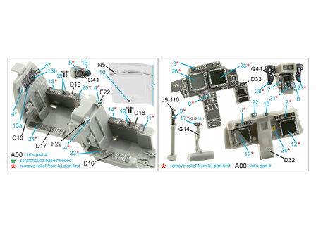 Quinta Studio QDS-48362 - AH-64D 3D-Printed &amp; coloured Interior on decal paper (for Hasegawa kit) - Small Version - 1:48