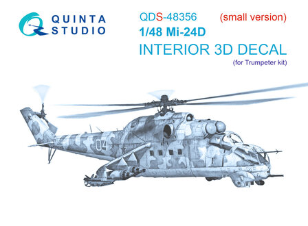 Quinta Studio QDS-48356 - Mi-24D 3D-Printed &amp; coloured Interior on decal paper (for Trumpeter kit) - Small Version - 1:48