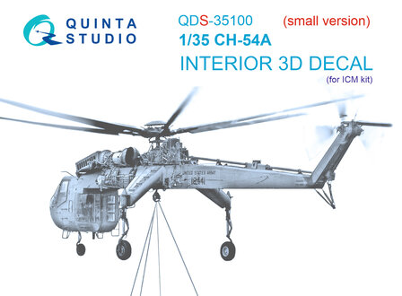 Quinta Studio QDS-35100 - CH-54A 3D-Printed &amp; coloured Interior on decal paper (for ICM kit) - Small Version - 1:35