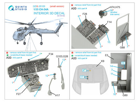 Quinta Studio QDS-35100 - CH-54A 3D-Printed &amp; coloured Interior on decal paper (for ICM kit) - Small Version - 1:35