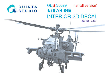 Quinta Studio QDS-35099 - AH-64E 3D-Printed &amp; coloured Interior on decal paper (for Takom kit) - Small Version - 1:35