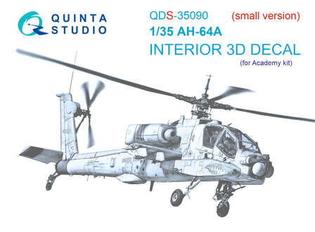 Quinta Studio QDS-35090 - AH-64A 3D-Printed &amp; coloured Interior on decal paper (for Academy kit) - Small Version - 1:35