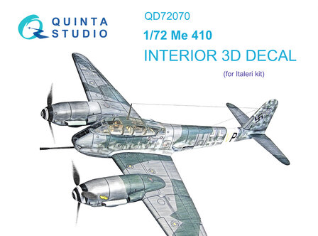 Quinta Studio QD72070 - Me 410 3D-Printed &amp; coloured Interior on decal paper (for Italeri kit) - 1:72