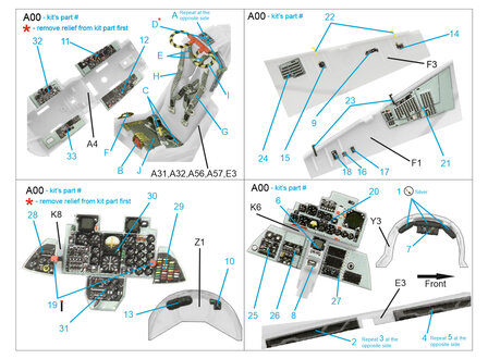 Quinta Studio QD72065 - F-4EJ KAI 3D-Printed &amp; coloured Interior on decal paper (for FineMolds kit) - 1:72