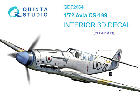 Quinta Studio QD72064 - Avia CS-199 3D-Printed &amp; coloured Interior on decal paper (for Eduard kit) - 1:72