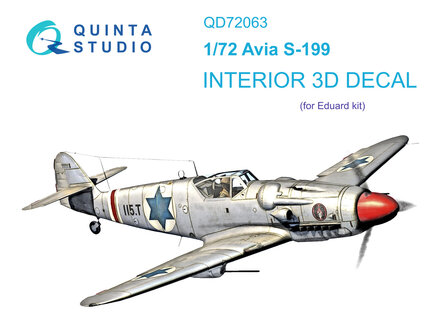 Quinta Studio QD72063 - Avia S-199 3D-Printed &amp; coloured Interior on decal paper (for Eduard kit) - 1:72