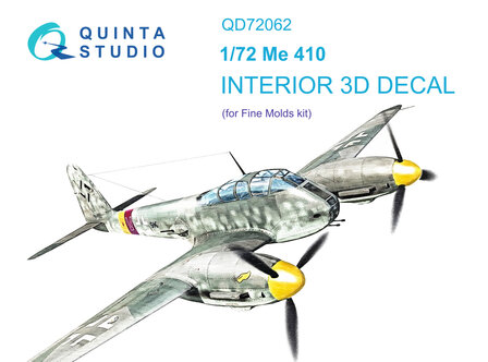 Quinta Studio QD72062 - Me 410 3D-Printed &amp; coloured Interior on decal paper (for Fine Molds kit) - 1:72