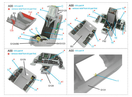 Quinta Studio QD72058 - F-16D 3D-Printed &amp; coloured Interior on decal paper (for Revell kit) - 1:72