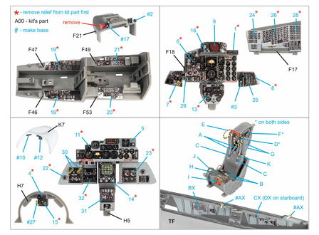 Quinta Studio QD48387 - F-4E early with slatted wing 3D-Printed &amp; coloured Interior on decal paper (for Meng kit) - 1:48