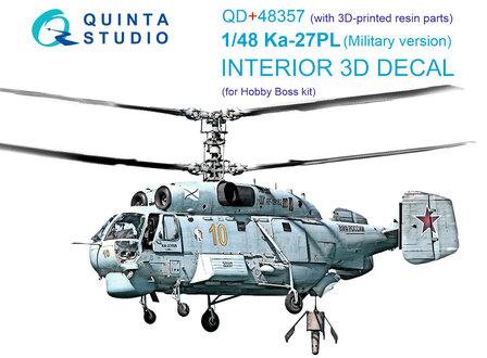 Quinta Studio QD+48357 - Ka-27PL Military version 3D-Printed &amp; coloured Interior on decal paper (for Hobby Boss kit) (with 3D-printed resin parts) - 1:48