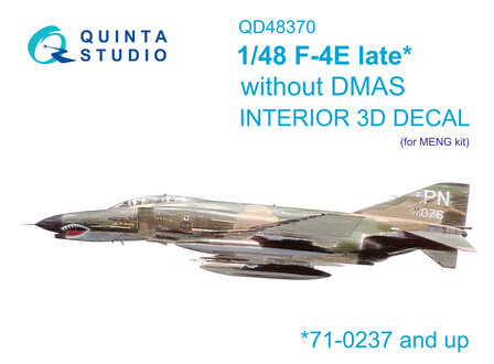 Quinta Studio QD48370 - F-4E late without DMAS 3D-Printed &amp; coloured Interior on decal paper (for Meng kit) - 1:48