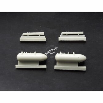 Dead Design Models RM72001 - Ki-61 Id Hien Wing Racks &amp; Drop Tanks (Type II Wooden) (For Tamiya kit) - 1:72