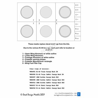 Dead Design Models VM32044 - Ki-44 Shoki National Insignias With White Outline (For Hasegawa kit) - 1:32