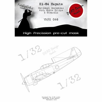 Dead Design Models VM32046 - Ki-84 Hayate National Insignias With White Stripe &amp; Stencils (For Hasegawa kit) - 1:32