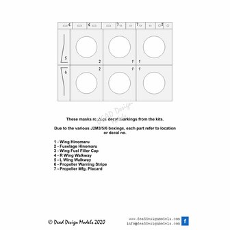 Dead Design Models VM32047 - J2M3/5/6 Raiden National Insignias Whitout White Stripe &amp; Stencils (For Hasegawa kit) - 1:32