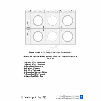 Dead Design Models VM32048 - J2M2/3/5/6 Raiden National Insignias Whit White Stipe &amp; Stencils (For Hasegawa kit) - 1:32