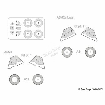 Dead Design Models VM48010 - A5M1/2a Late Claude Canopy Mask (For Fine Molds kit) - 1:48