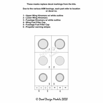 Dead Design Models VM48092 - A6M2/3 Reisen National Insignias With White Outline (For Hasegawa, Tamiya &amp; Fujimi kit) - 1:48