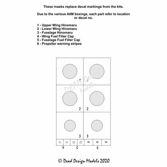 Dead Design Models VM48093 - A6M1/2/3 Reisen National Insignias Without White Outline (For Hasegawa, Tamiya &amp; Fujimi kit) - 1:48